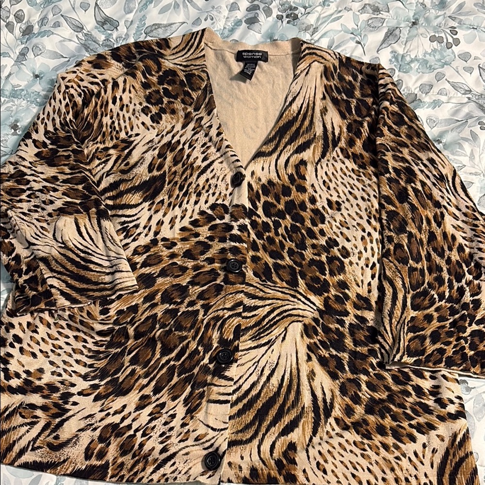 Animal Print Button-Up Cardigan